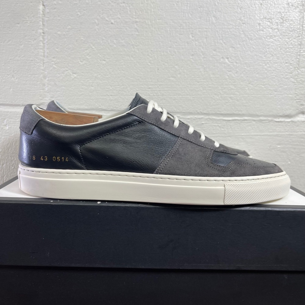 Common Projects B-ball Low Black Gray Leather Casual Sneaker Men's 43 EU/10 US